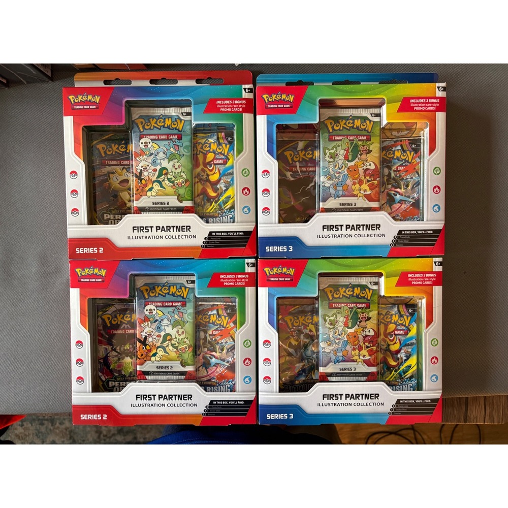 4 Pokemon TCG First Partner Illustration Collection Series 2 & 3 Bundle Sealed